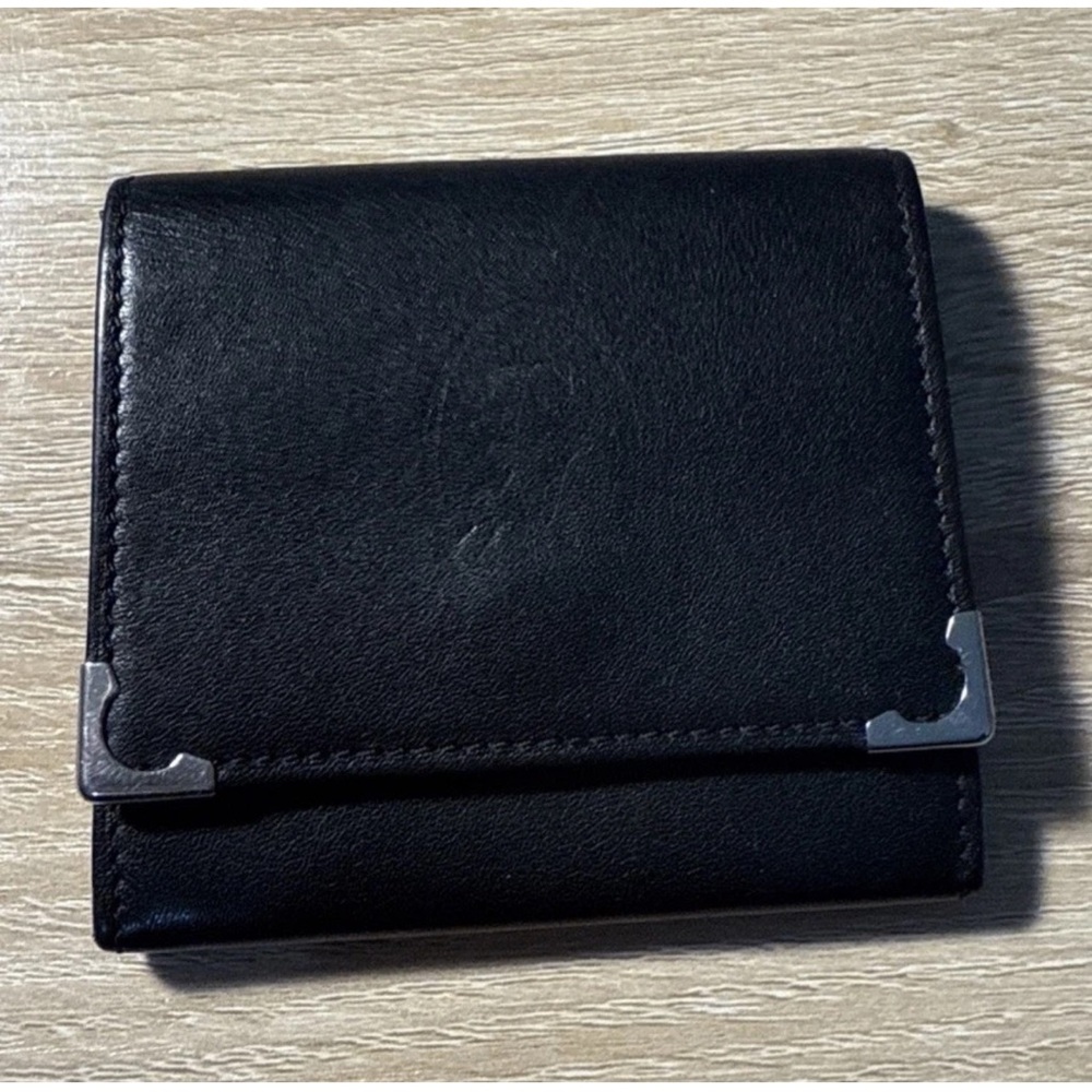 Cartier Black Leather Coin Purse with Silver Details